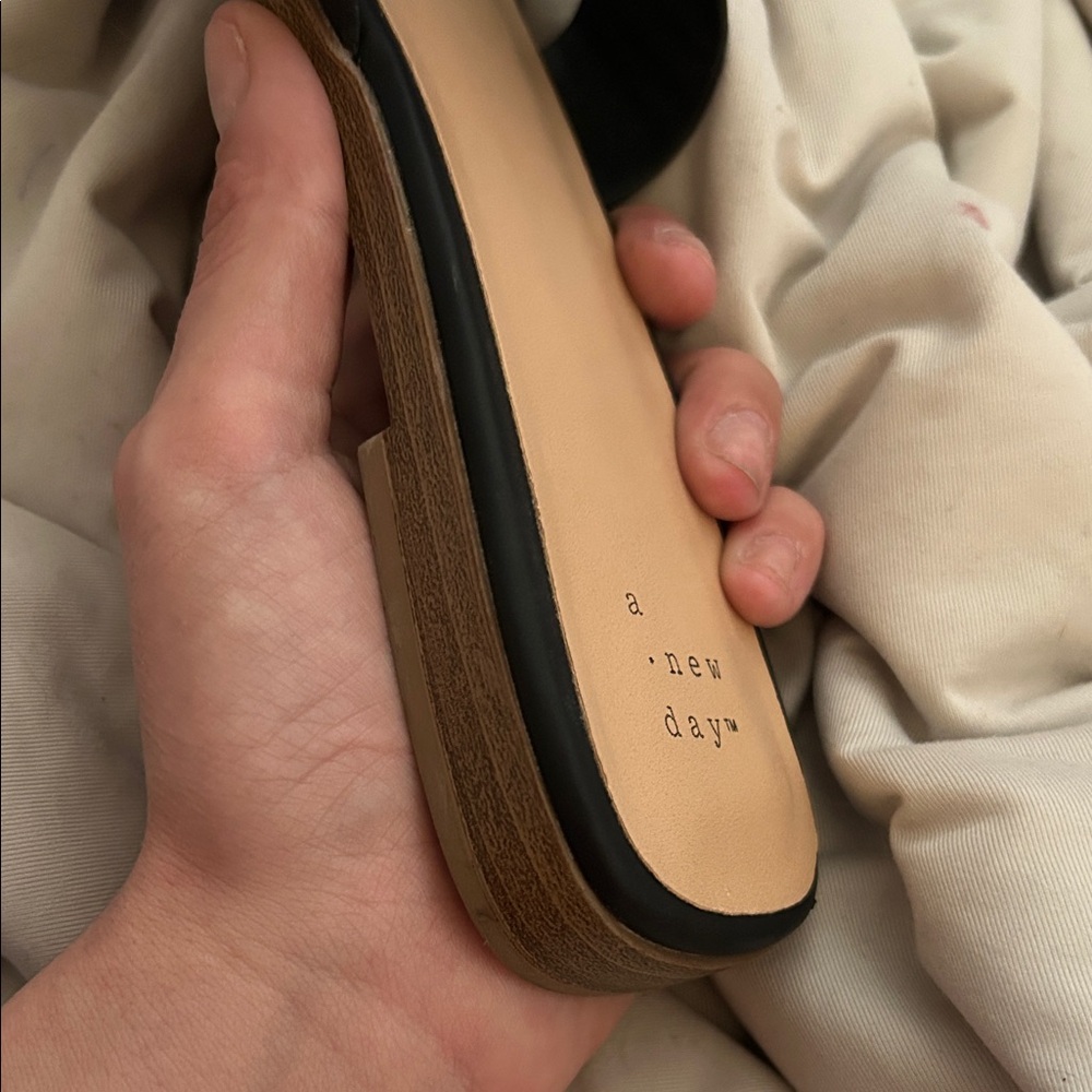 a new day Black Slide Sandals with Tan Insole - Picture 2 of 4